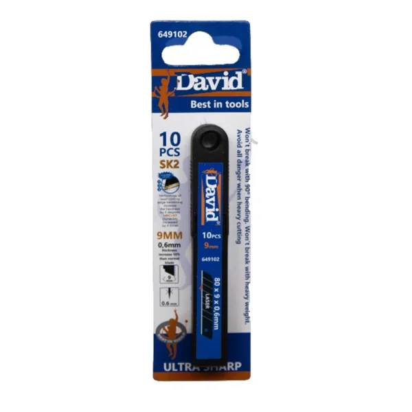 David Razorblade Tools David Replacement Blades 9 mm SK2 (10 pieces) - David best in tools